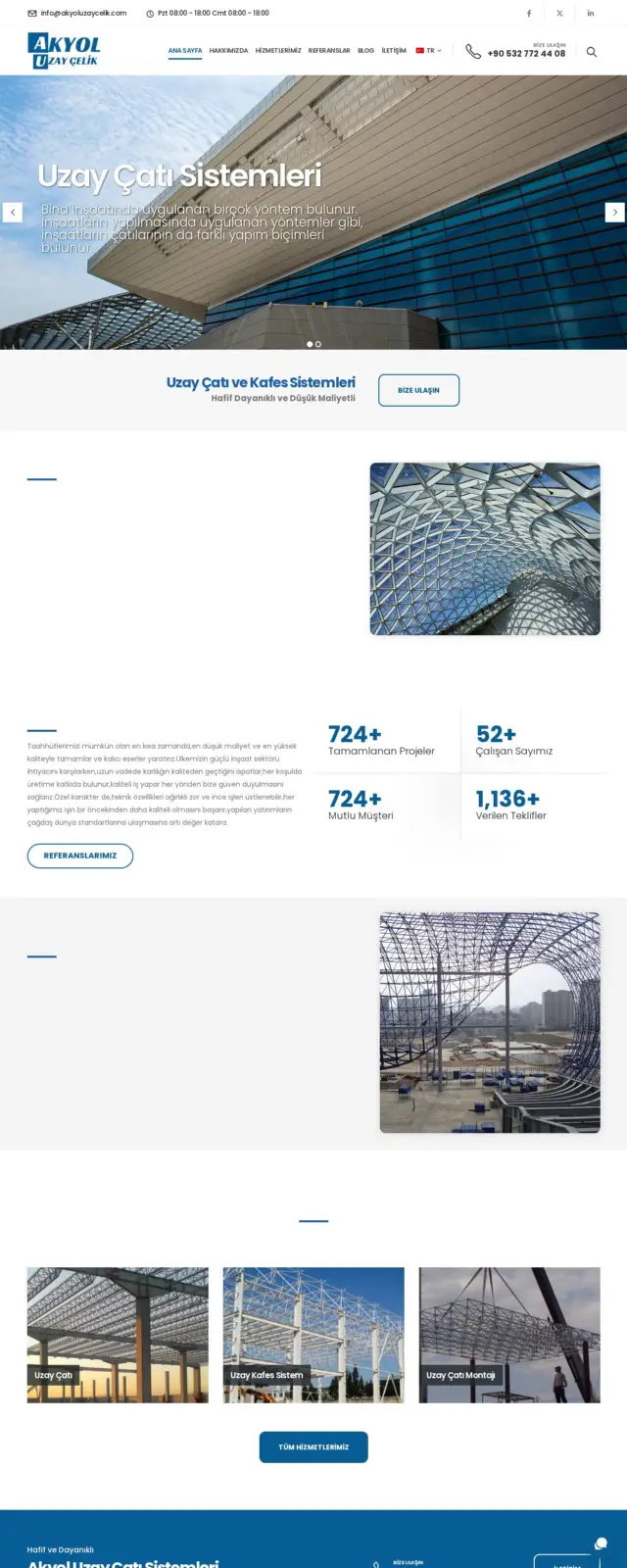 Akyol Uzay Çelik web sitesi ekran görüntüsü