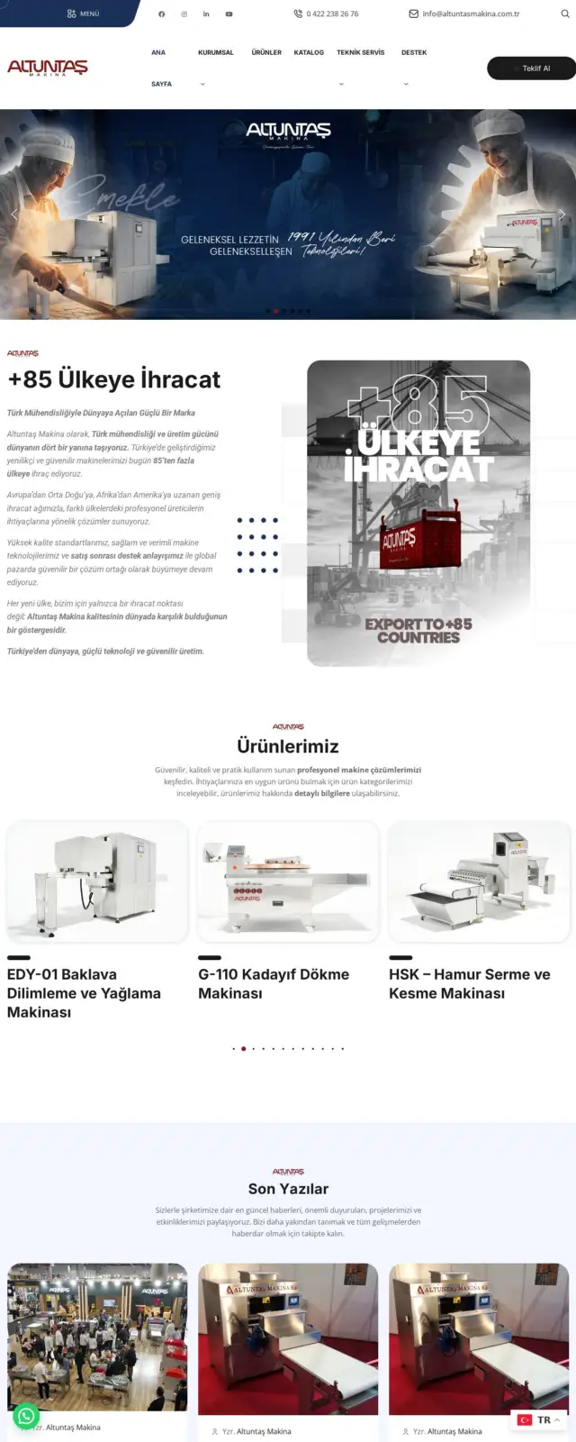 Altuntaş Makina website screenshot