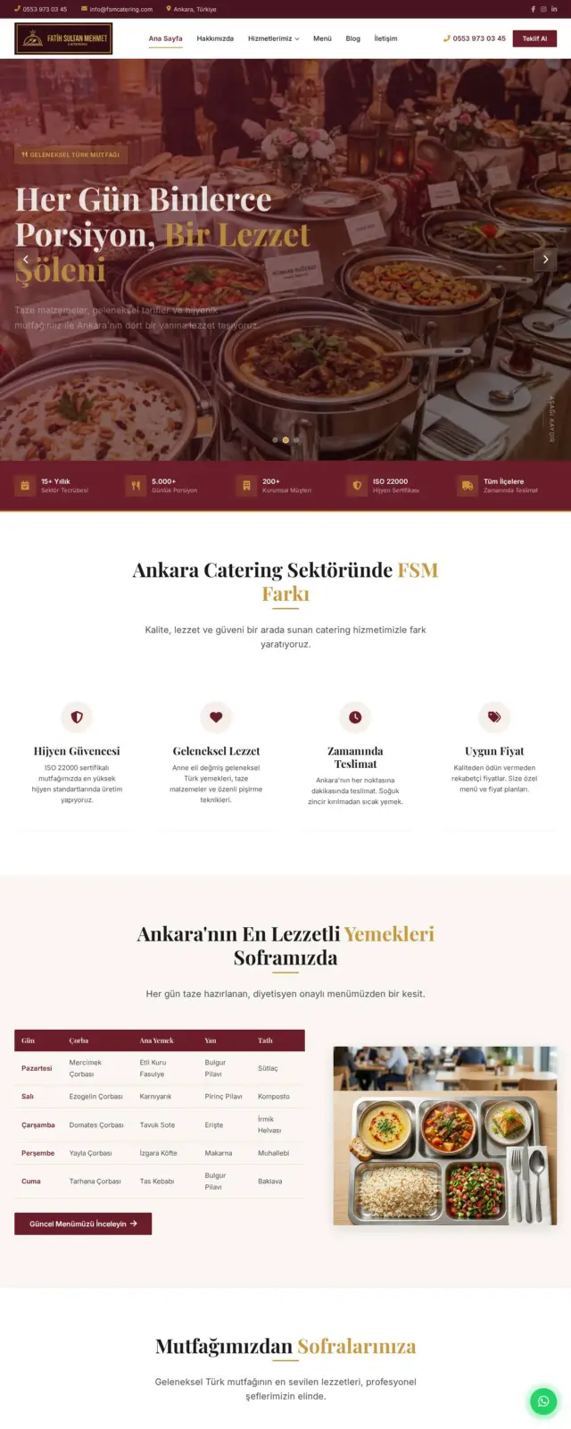 FSM Catering web sitesi ekran görüntüsü