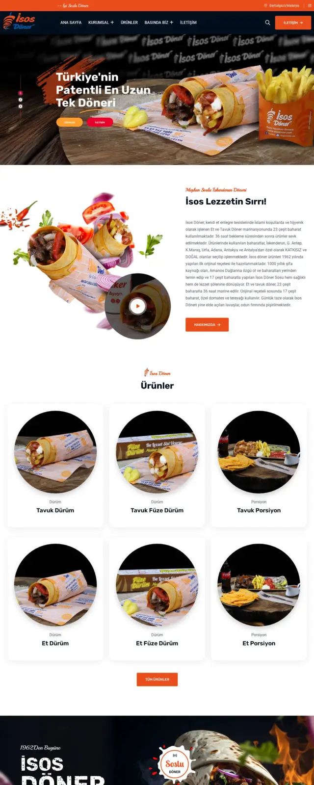 İSOS Döner web sitesi ekran görüntüsü