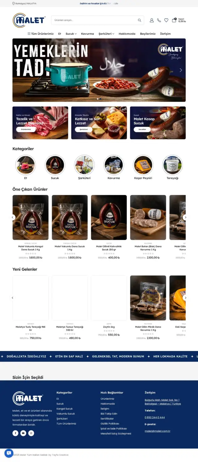 Malet Malatya Et & Şarküteri website screenshot