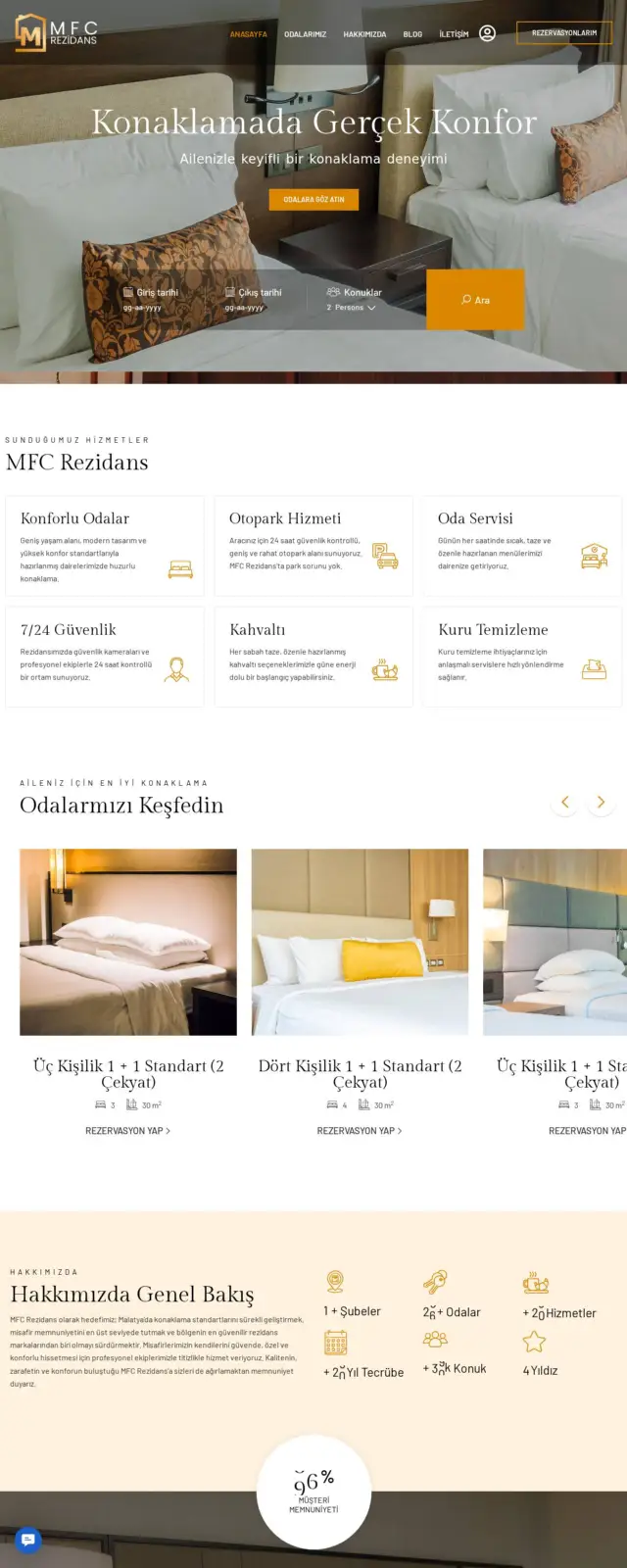 MFC Rezidans web sitesi ekran görüntüsü