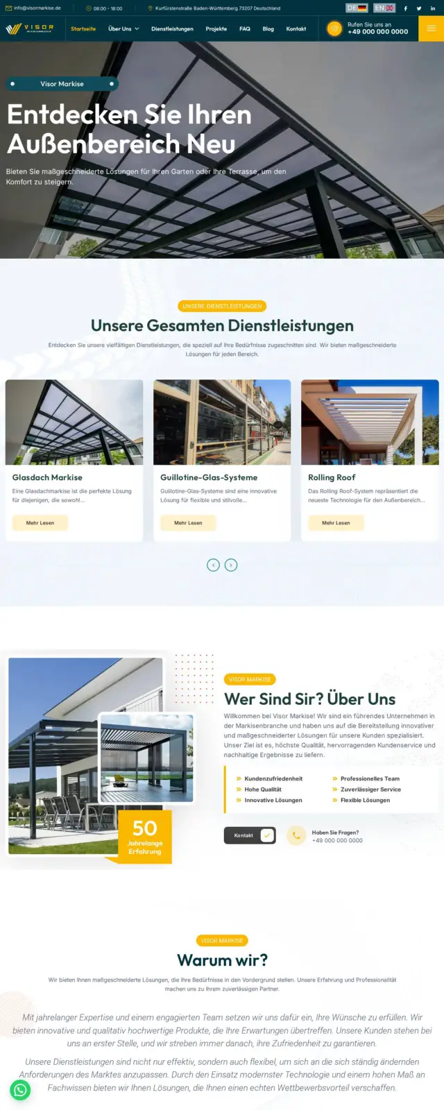 Visor Markise (DE) web sitesi ekran görüntüsü