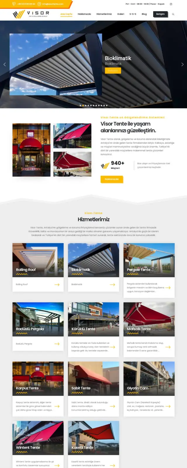 Visor Tente web sitesi ekran görüntüsü